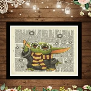 Baby Yoda Harry Potter Vintage Dictionary Art